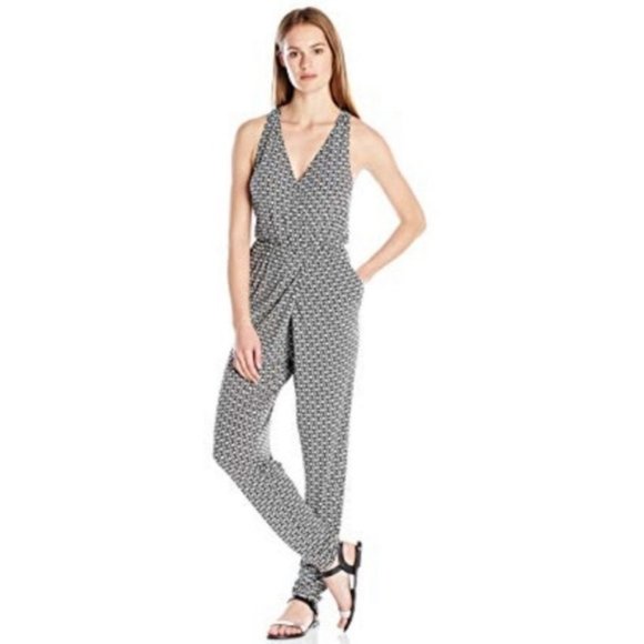 BCBGeneration Black & White Pattern Sleeveless Jumpsuit - Picture 2 of 11
